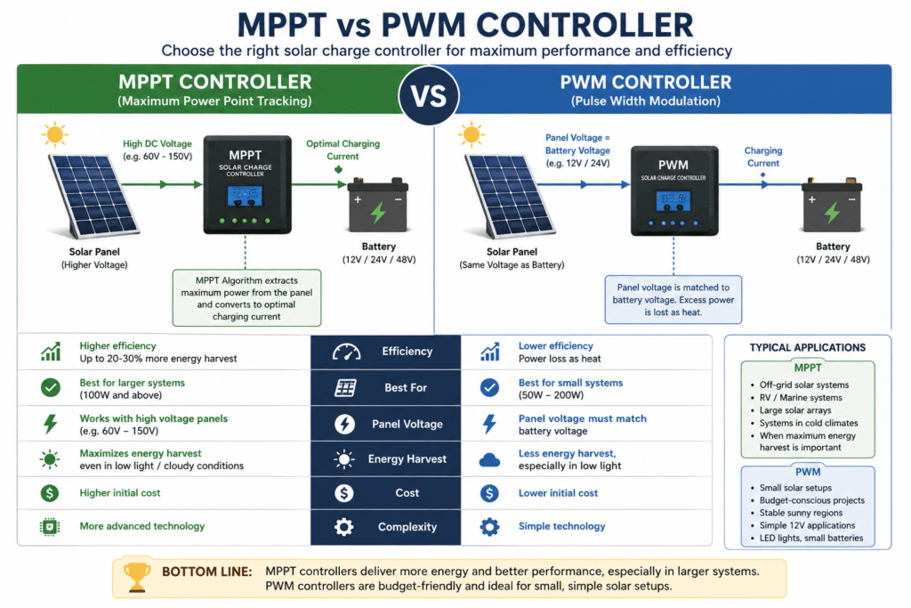 MPPT vs PWM controller - Solar Charge Controller Not Working