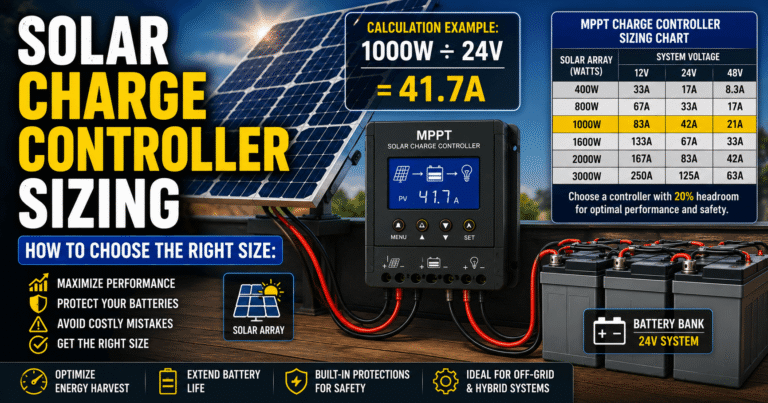 Solar charge controller sizing