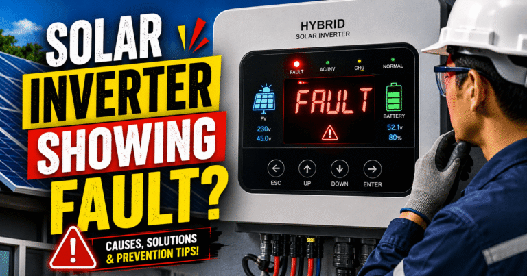 Solar inverter showing fault