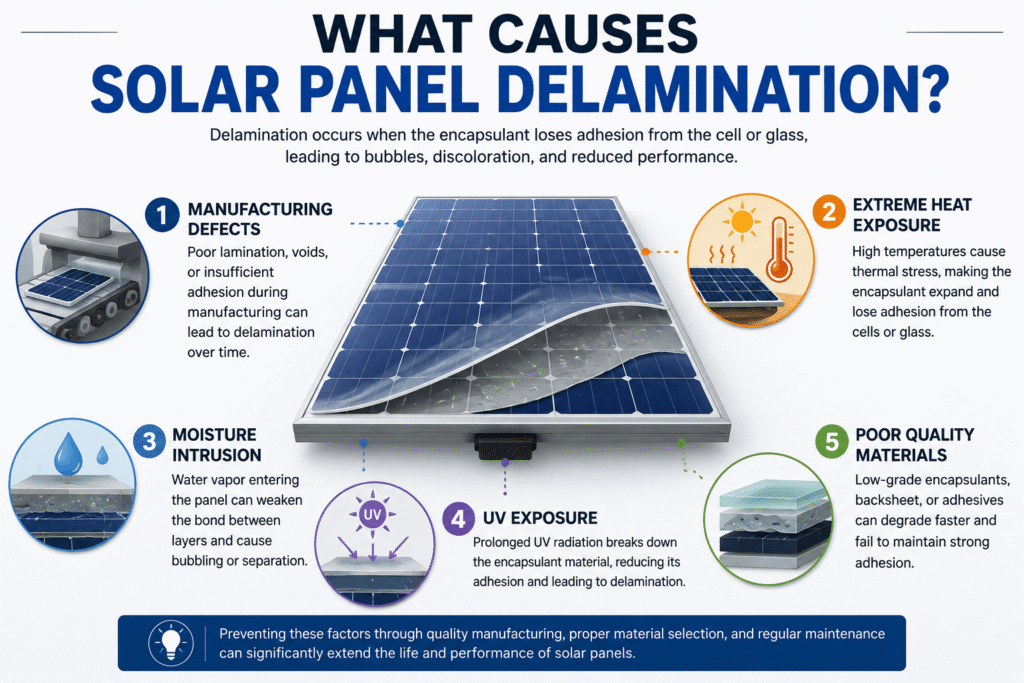 What causes Solar Panel Delamination