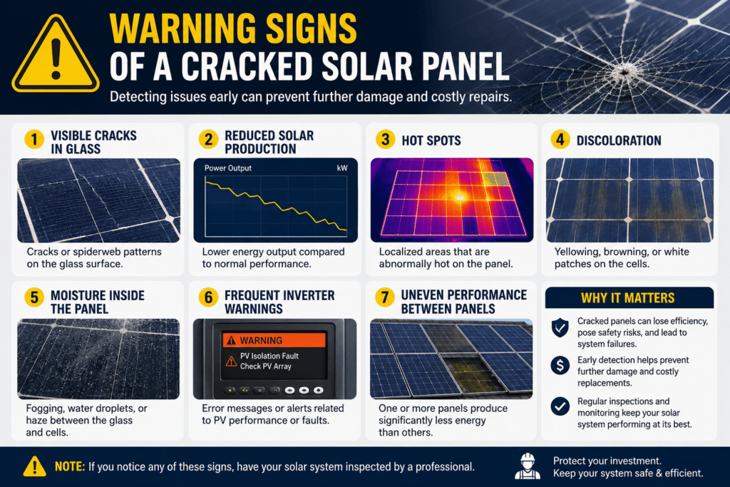 Warning signs of solar panel cracks